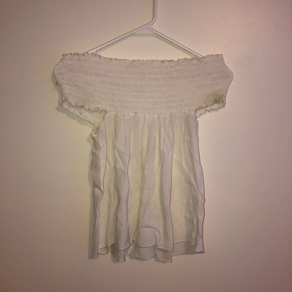 White Off the Shoulder Shirt from Brandy Melville